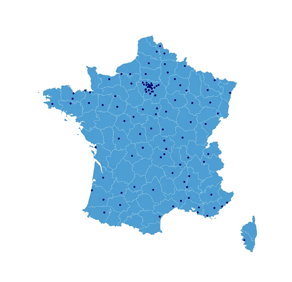 Carte de France localisant les fontaines réalisées par ECF Fontaines Carte de France localisant les fontaines réalisées par ECF Fontaines